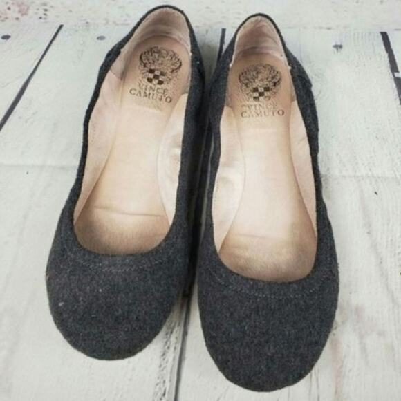 Vince Camuto Shoes - Vince Camuto Women’s VC-Ellen Ballet Flats 8M Pewter Wool Slip On Shoes